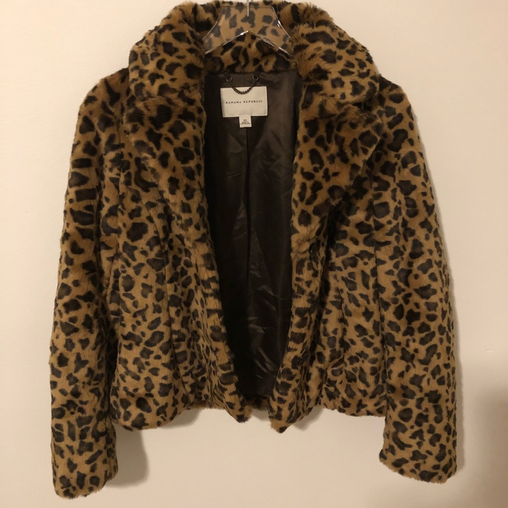 Banana Republic Faux Fur Leopard Print Jacket XS